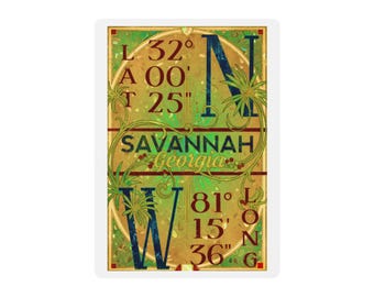 Savannah Georgia Coordinates Poker Spielkarten | Wahrzeichen der Stadt