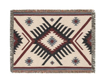 Southwestern Aztec Diamond Woven Blanket | Western-Inspired Throw