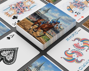 Kentucky Derby Secretariat Racehorse Poker Playing Cards | Horse Racing Deck, Ace Spade Design