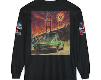 Retro Grün 911 Langarm-T-Shirt, Flame Eye Martini Car Shirt