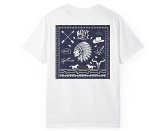Cowboy Native Western Texas T-Shirt | Boot Pocket Logo, Rücken Grafik