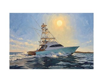 Sportfishing Yacht Seascape Matte Canvas