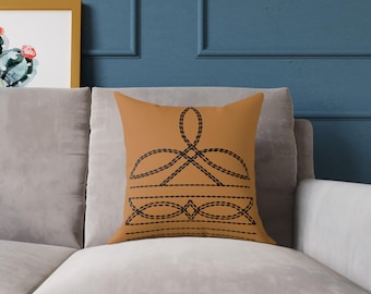Cowboy Boot Knoten Linie Kunst Kissen | Quadratisches Dekokissen