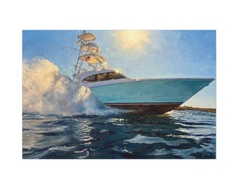 Sportfishing Boat Wall Art Matte Canvas