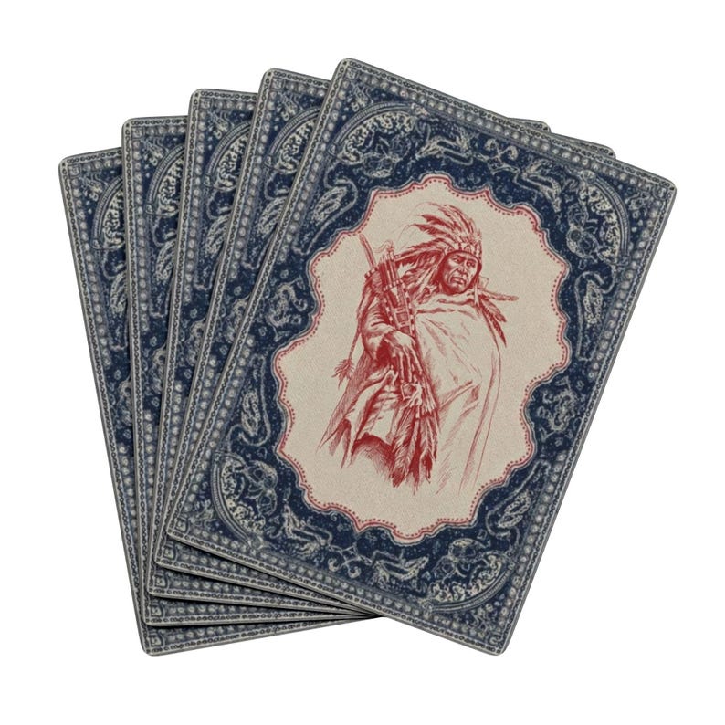 Vintage Western Native Chief Poker Playing Cards | Ace Spade Bicycle Style image 4
