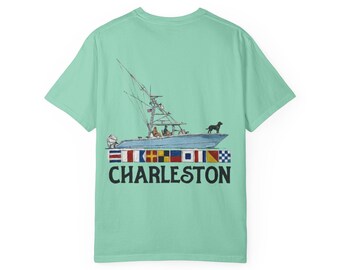 Charleston Boating Life Nautical Flagges Black Lab & Marlin Wimpel-T-Shirt