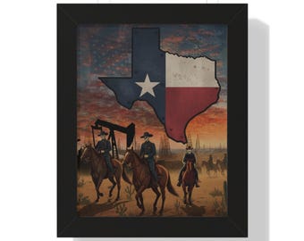 Texas Cowboys gerahmtes Poster, rustikale westliche Kunst