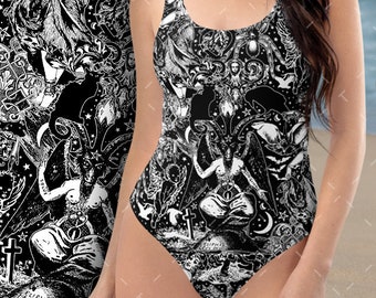Gothic Baphomet Swimsuit | Victorian Devil Bathing Costume