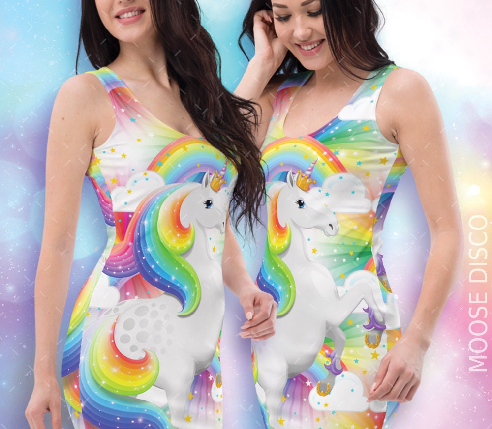 Rainbow Unicorn Dress Cute Women's Fantasy Unicorn Party - Etsy UK