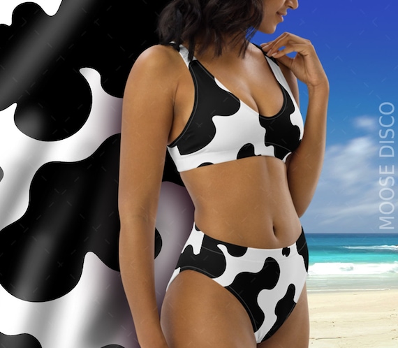 Black and White Cow Print, Toy Cowgirl Bikini, Plus Size Cow