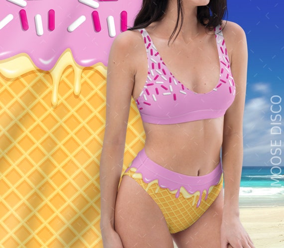 Bikini de helado fresa Kawaii bikini inspirado en el anime Etsy México