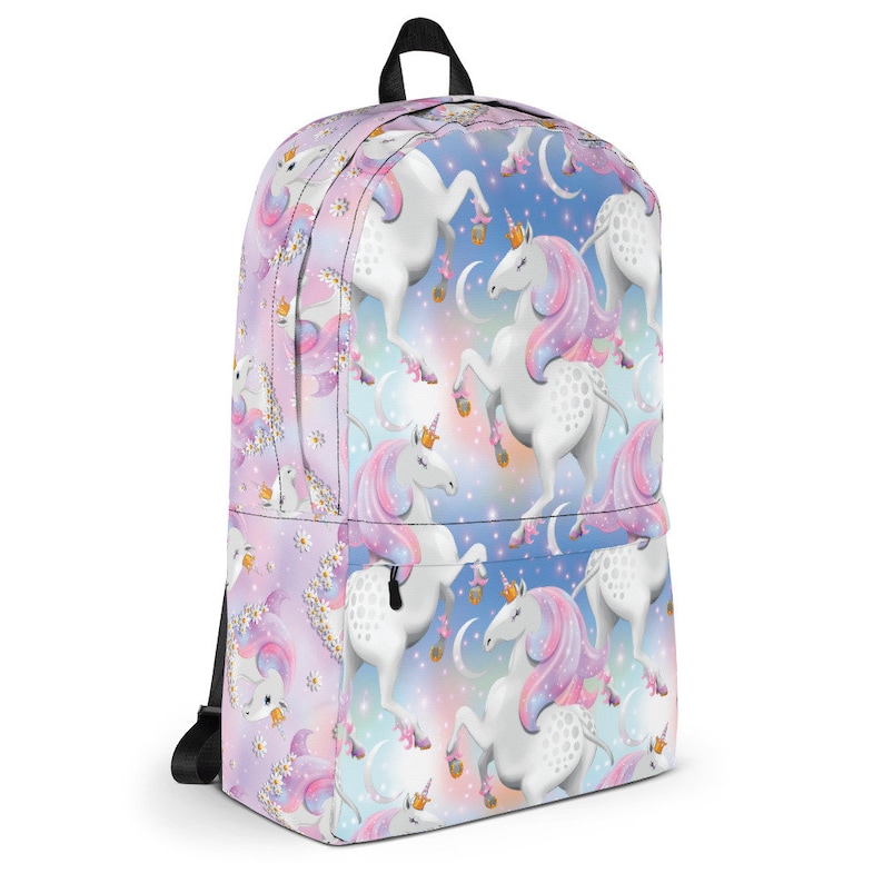 Midnight Unicorn Backpack in pink and blue unicorn sports bag suitable as a girls school bag unicorn carry all or as a unicorn laptop bag
