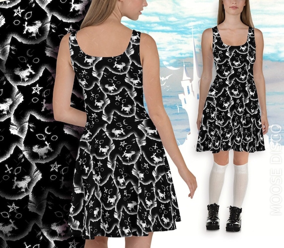 Gothic Dress Nu Goth Witch s Cat Dress Gothic Kitten Dress Black Cat Dress Magical Satanic Cat Dress Perfect for Any Witches Coven Etsy