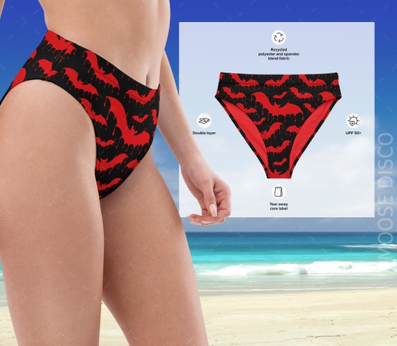 Plus Size Halloween High Waist Bat Print Swim Bikini Brief – Rgothic