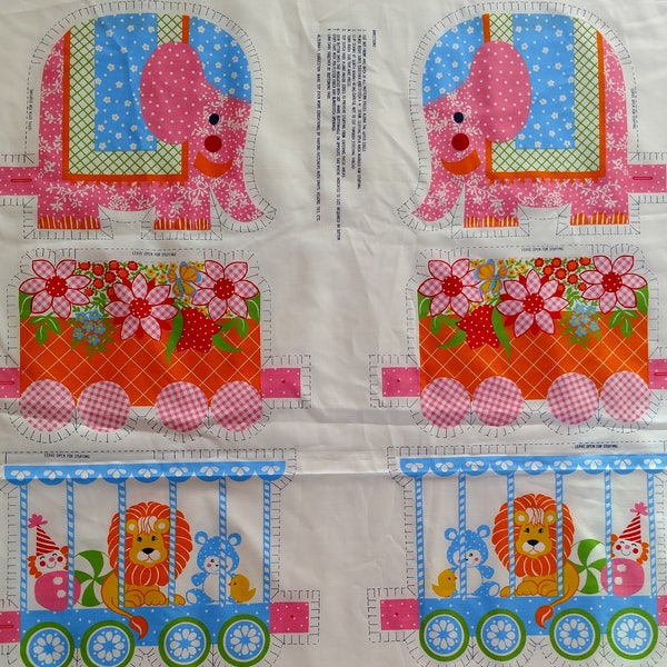 Vintage Circus Train Toy/Pillow Pattern No. 5692 - Elephant, Tiger, Giraffe, Toys To Cut, Sew, Stuff