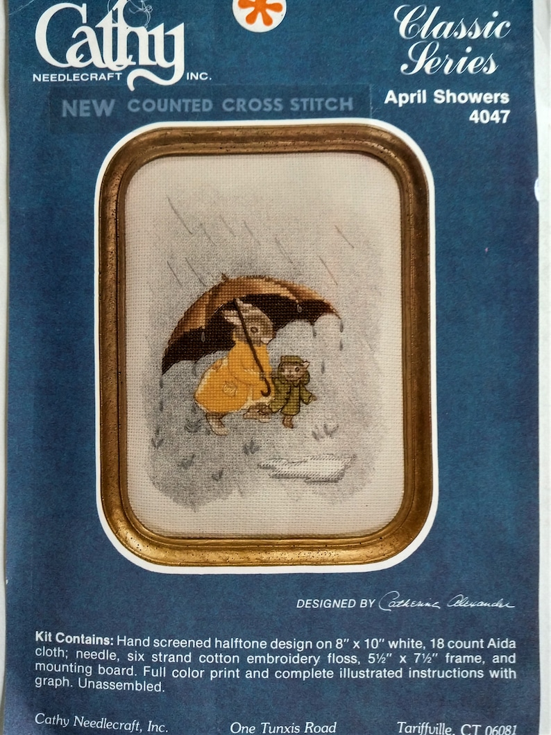 Kit De Broderie Vintage Cathy Needlecraft – Lapin April Showers, Sans Cadre