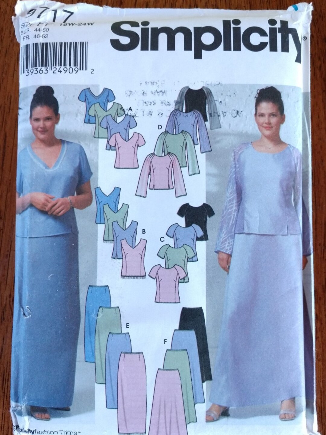 2001 Simplicity 9717, Pattern for Women's Evening Tops and Skirts ...