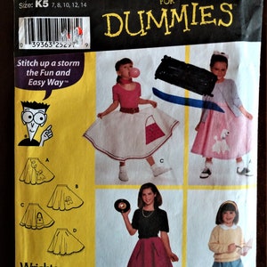 Simplicity #9924 Costume Pattern for a Child&#39;s Poodle Skirt and Top With Variations Sizes 7-14