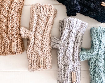 FINGERLESS MITTENS | Cable Ripple Fingerless Mittens | Texting Mitts | Texting Gloves