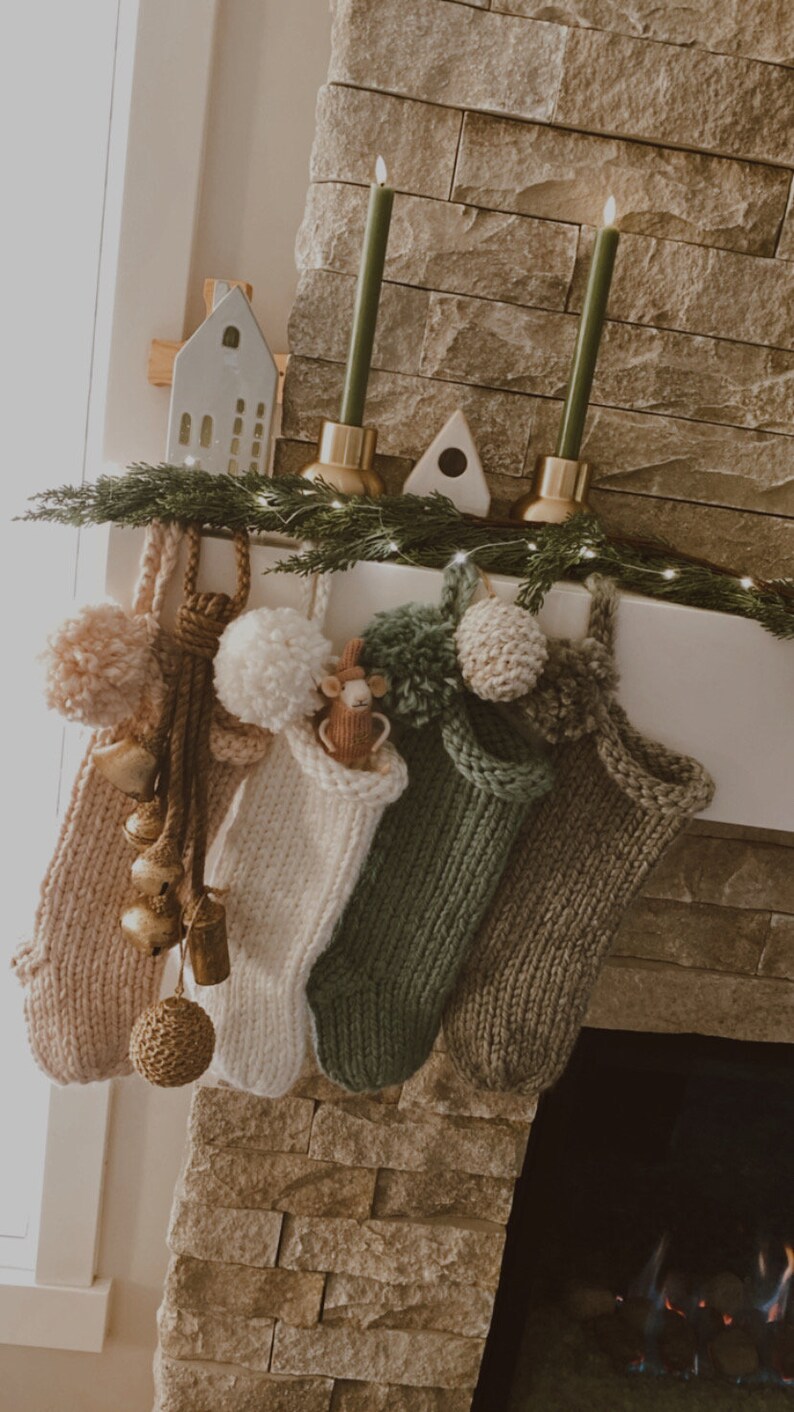 Classic Knit Christmas Stocking Knit Christmas Stocking Handknit Stocking Holiday Stocking Handknit Holiday Stocking image 7