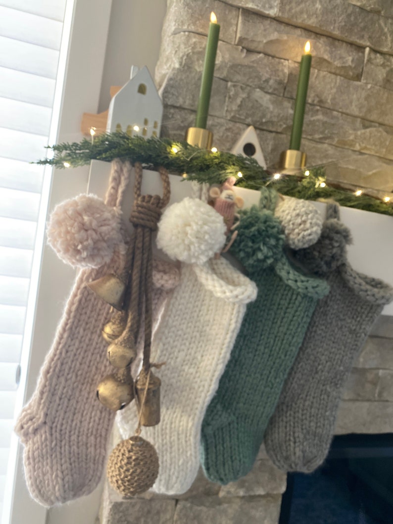 Classic Knit Christmas Stocking Knit Christmas Stocking Handknit Stocking Holiday Stocking Handknit Holiday Stocking image 1