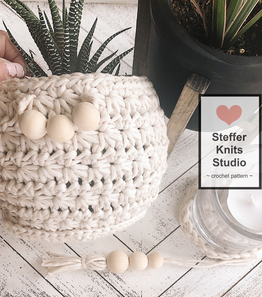 Crochet Pattern PERFECT PLANT BASKET Crochet Basket Pattern Bohemian Plant Basket Modern Plant