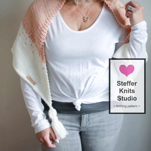 KNITTING PATTERN | Ombre Triangle Wrap | Shawl | Knitted Shawl Pattern | Triangular Shawl | Modern Wrap | Triangle Scarf