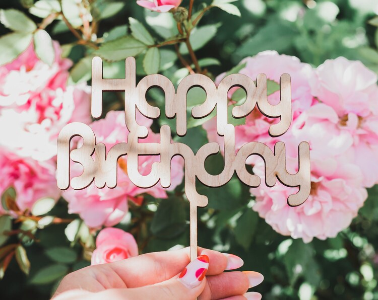 10 discount sale Happy Birthday cake topper in 70s type