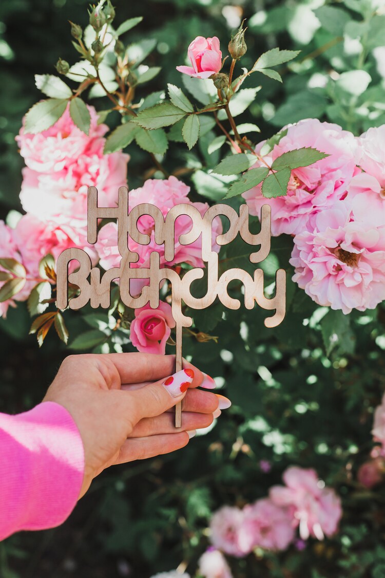 10 discount sale Happy Birthday cake topper in 70s type