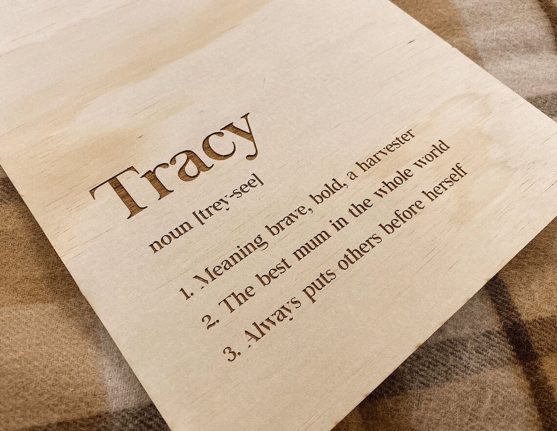 My Meaning Name Definition Personalised Engraved Wooden Etsy