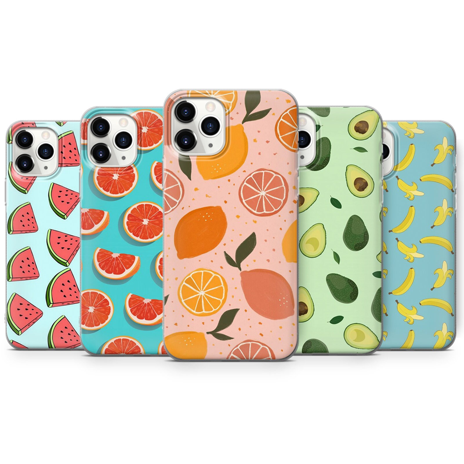 Cute Fruit Phone Case Colorful Artwork Food Printed Phone Etsy