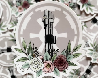 Star Wars Floral Lightsaber, Darth Vader Saber, Anakin,Star Wars Vinyl Sticker, water bottle vinyl sticker, laptop decal, waterproof sticker
