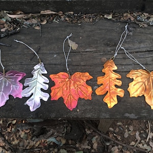 Copper Metal Fall Leaves, Set of 2, Hand embossed or punched copper leaves, pure copper metal leaves,Bowl Fillers, Fall Decor, Ready to Ship