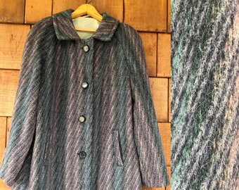 1950s Wool and Mohair Coat | Striped Coat | 60s Style | Ombré Rainbow