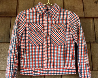 Vintage 1960s red, white and blue plaid seersucker jacket by Plushbottoms, small-medium
