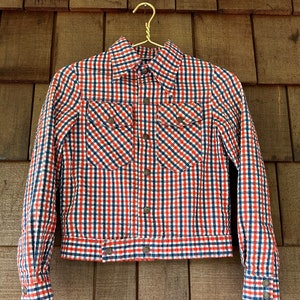 Vintage 1960s red, white and blue plaid seersucker jacket by Plushbottoms, small-medium