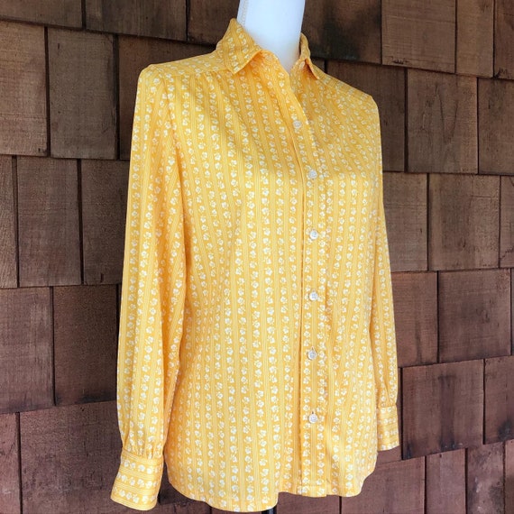 1970s yellow shirt, vintage Rhodes California, ye… - image 1