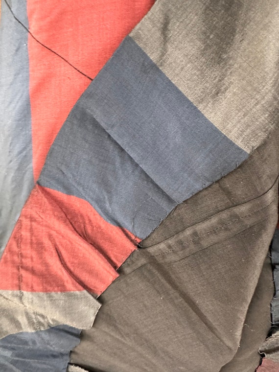 Vintage 1950s silk taffeta blue, red and gray wid… - image 6