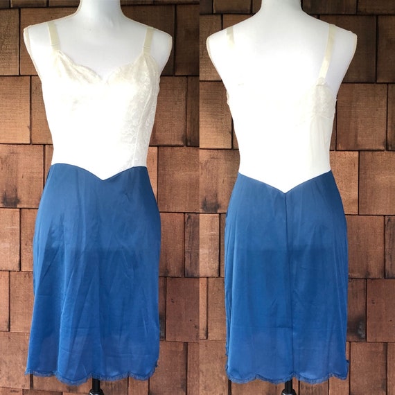 1960s Vanity Fair slip, vintage slip dress, blue … - image 1