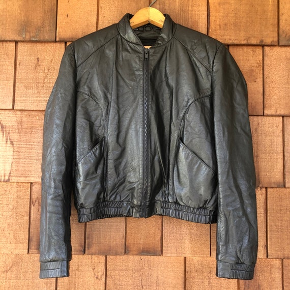 1980s Vintage Black Moto Bomber Jacket by Wilson … - image 1