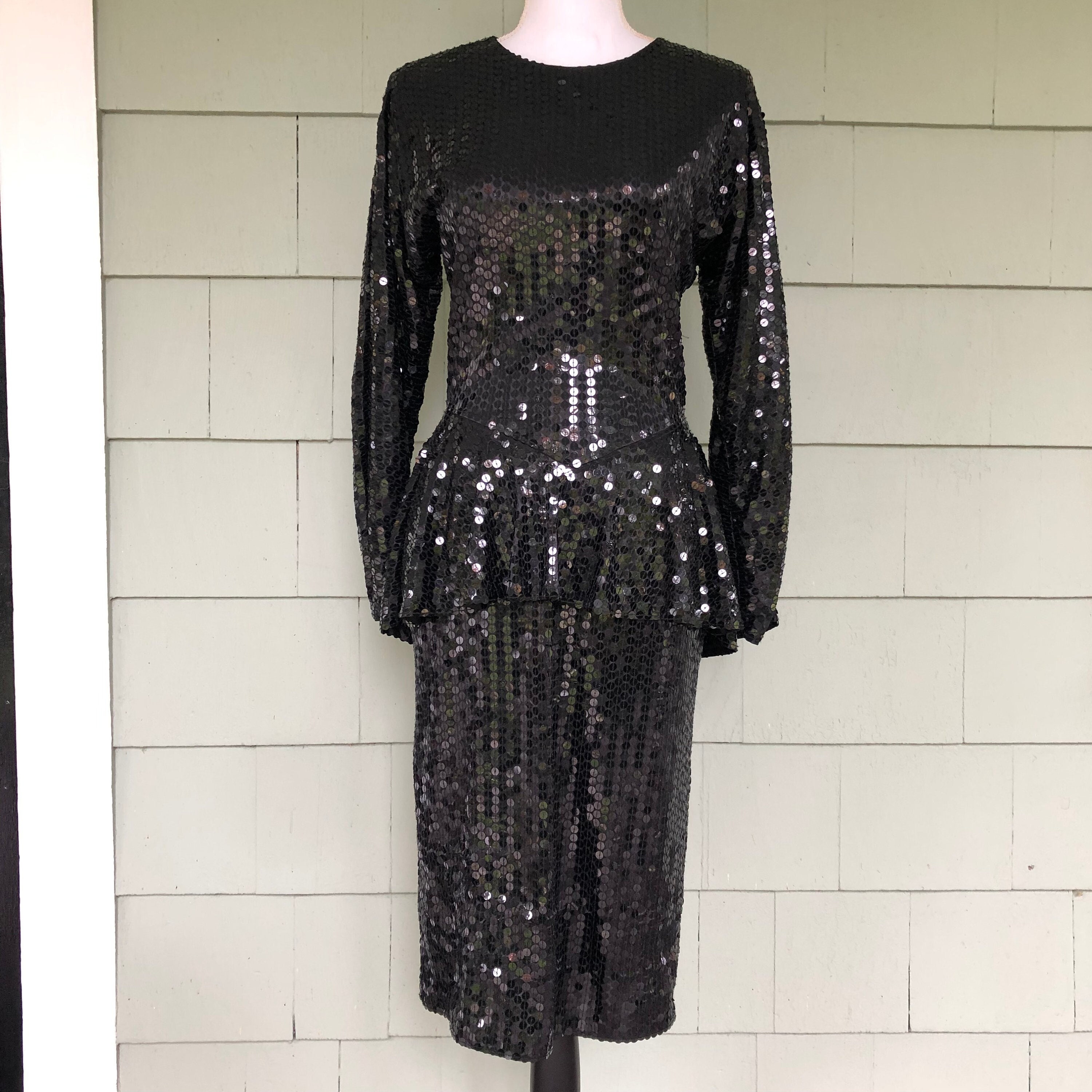 strapless open back dress Blue Strapless Sequin Peplum Gown With Rhinestone Trim