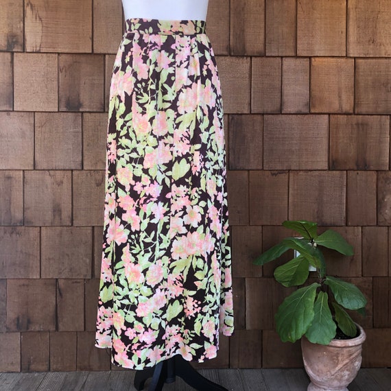 Vintage 1970s floral velvet skirt, vintage maxi s… - image 4