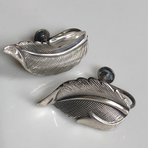 1940s Sterling Earrings, Leaf Earrings, Vintage Sterling, Beaucraft Earrings image 2