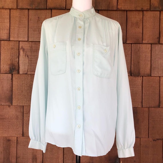 Vintage 1970s sea foam green blouse by ACT III, d… - image 3