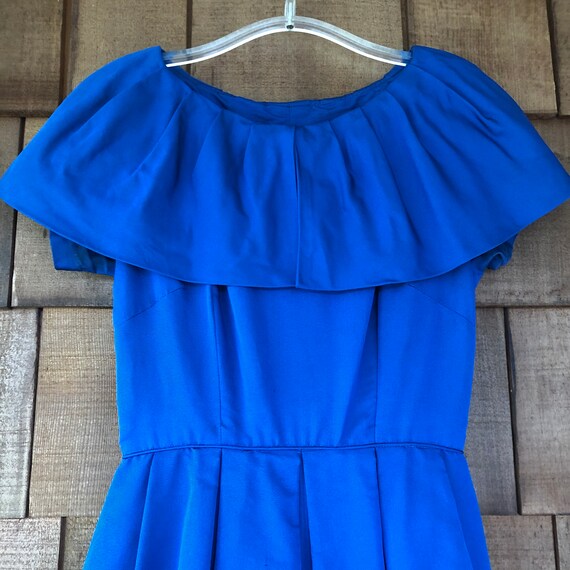 1950s Dress, Vintage Party Dress, Blue Taffeta  D… - image 3