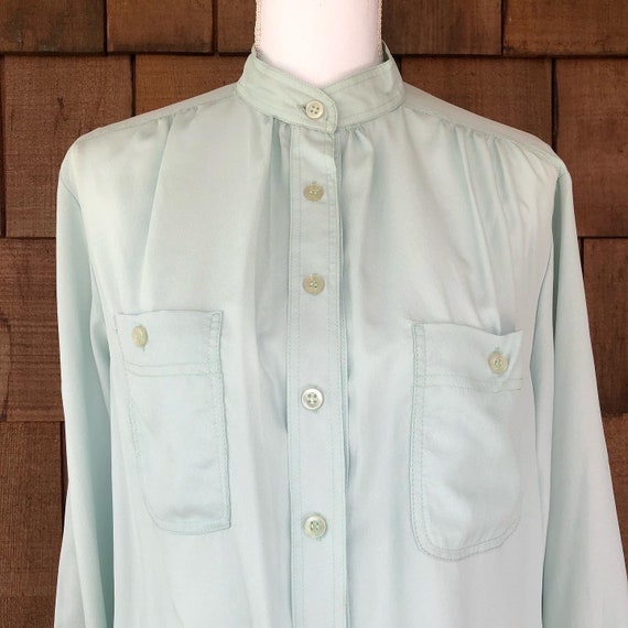 Vintage 1970s sea foam green blouse by ACT III, d… - image 1