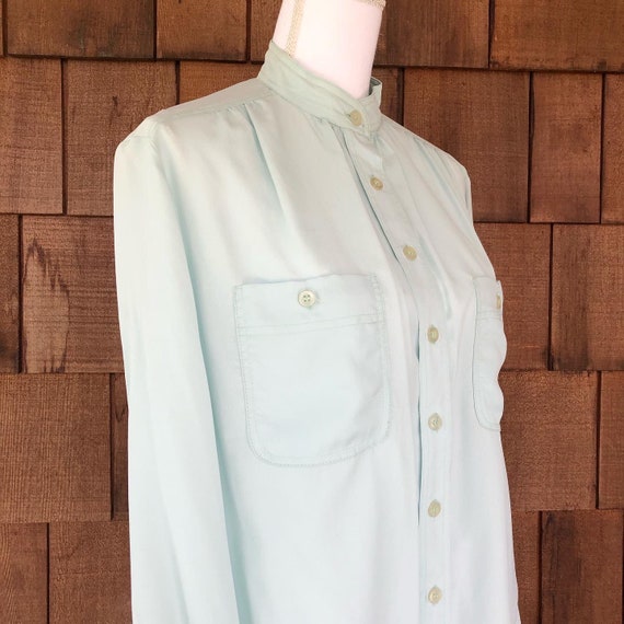Vintage 1970s sea foam green blouse by ACT III, d… - image 2