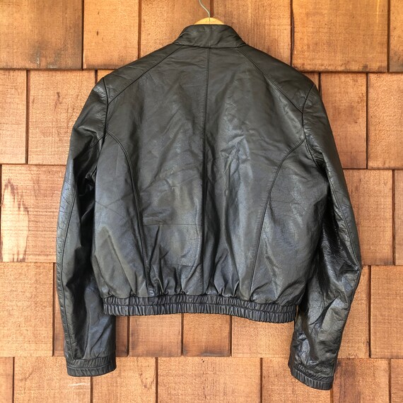 1980s Vintage Black Moto Bomber Jacket by Wilson … - image 3