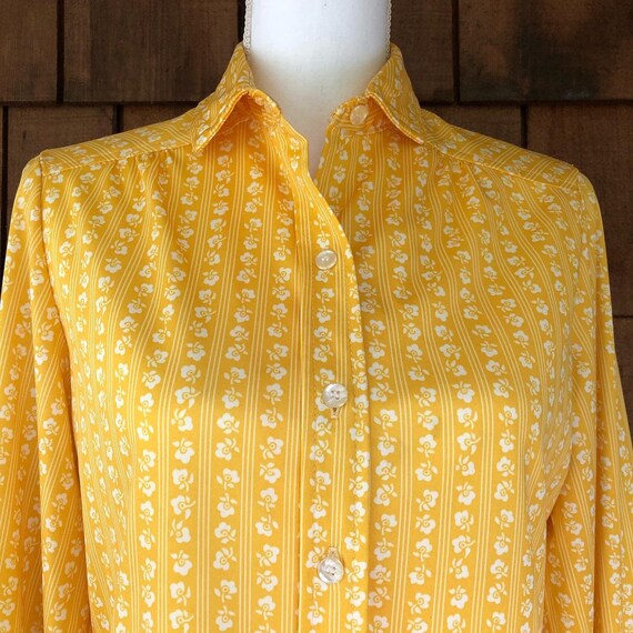 1970s yellow shirt, vintage Rhodes California, ye… - image 2