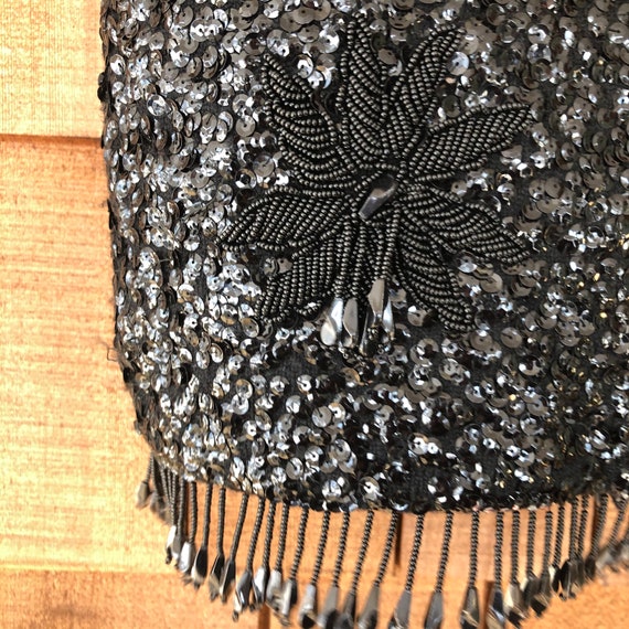 Vintage Black Sequin and Bead Top | 50s style - image 4